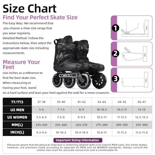 COSMOID TT3 Roller Skate Blades Erwachsene Männlich Weiblich, Professionelle Inline Skates für Frauen Männer,Größe 38-46,Professionelle Fitness Roller Skates Blades für Unisex