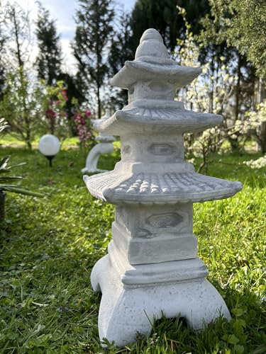 Lampada Da Giardino Giapponese In Pietra Artificiale – Statuetta Decorativa Su Base Arcuata, Grigio Antigelo