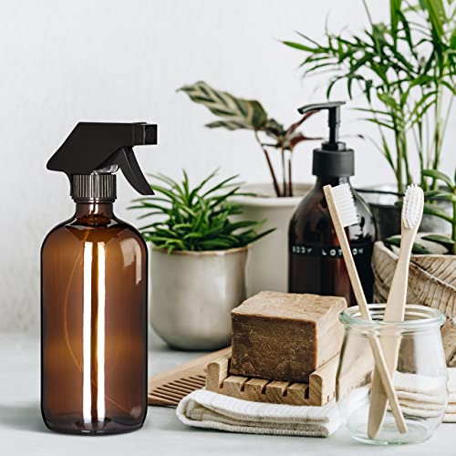Relaxdays Sprühflasche Glas, 8er Set, 500 ml, Nebel & Strahl, Spritzflasche für Haarpflege, Reinigung & Pflanzen, braun