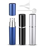 Portable Mini Refillable Perfume Bottle, 3 Pcs Travel Size Perfume Atomizer Empty Spray Bottle Case for Outdoor and Traveling with Funnel and Perfume Diffuser (A - 6ml (Black+Silver+Dark Blue))