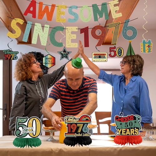 Image of Crenics Vintage 1976 50th Birthday Decorations for Men or Women