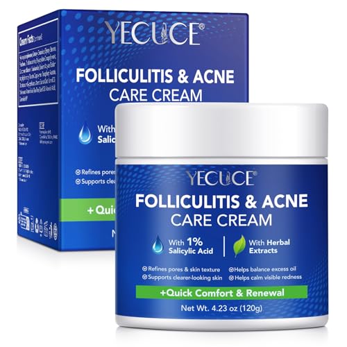 Folliculitis & Acne Treatment Cream - Salicylic Acid & Herbal Extracts for Scalp Face Body & Skin - Soothes Irritated Skin Redness & Itch Relief 120g