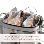 Wolf Gourmet Programmable 6-in-1 Multi Cooker with Temperature Probe, 7 qrt, Slow Cook, Rice, Sauté, Sear, Sous Vide, Stainless Steel, Red Knob (WGSC100S) Wolf Gourmet Programmable 6 in 1 Multi Cooker with Temperature Probe 7 qrt Slow Cook Rice Saute Sear Sous Vide Stainless Steel Red Knob WGSC100S