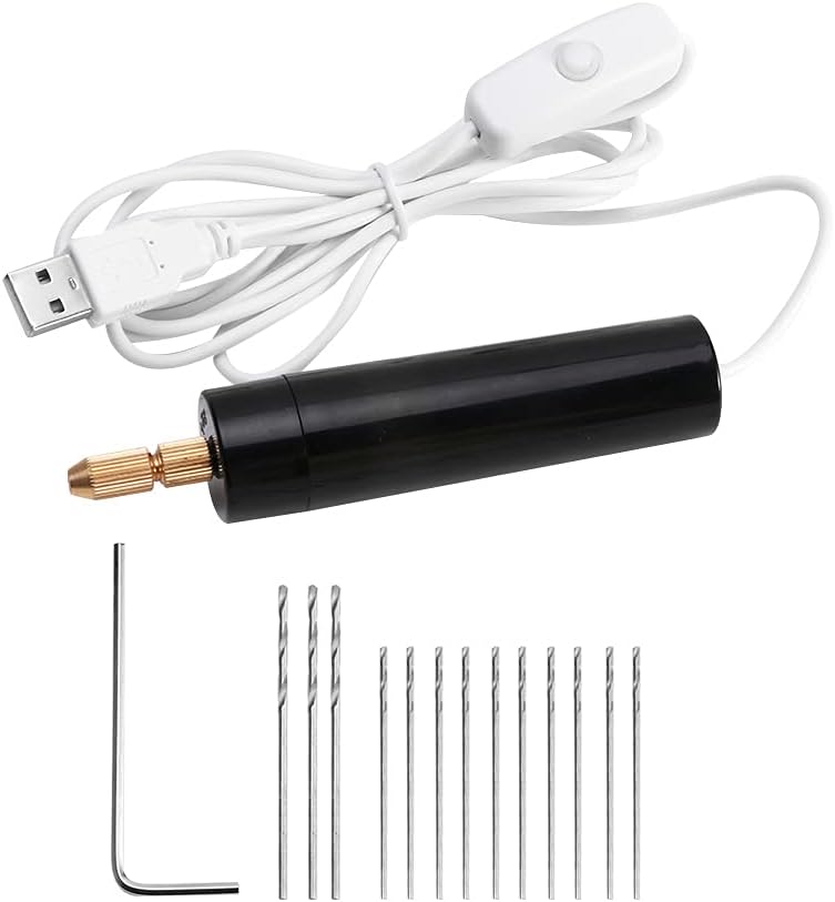 EKDJKK 0.7-1.2mm Crystal Epoxy for Resin Jewelry Making Mini Electric Drill Set DIY ABS(Black)