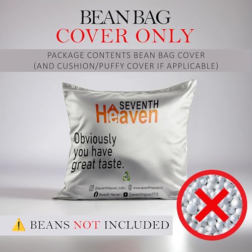 Image of Seventh Heaven 4XL Bean Bag Cover with Footrest and Cushion (Without Beans) | Premium Scratch Resistant Leatherette | (Leatherette Fabric - Black)