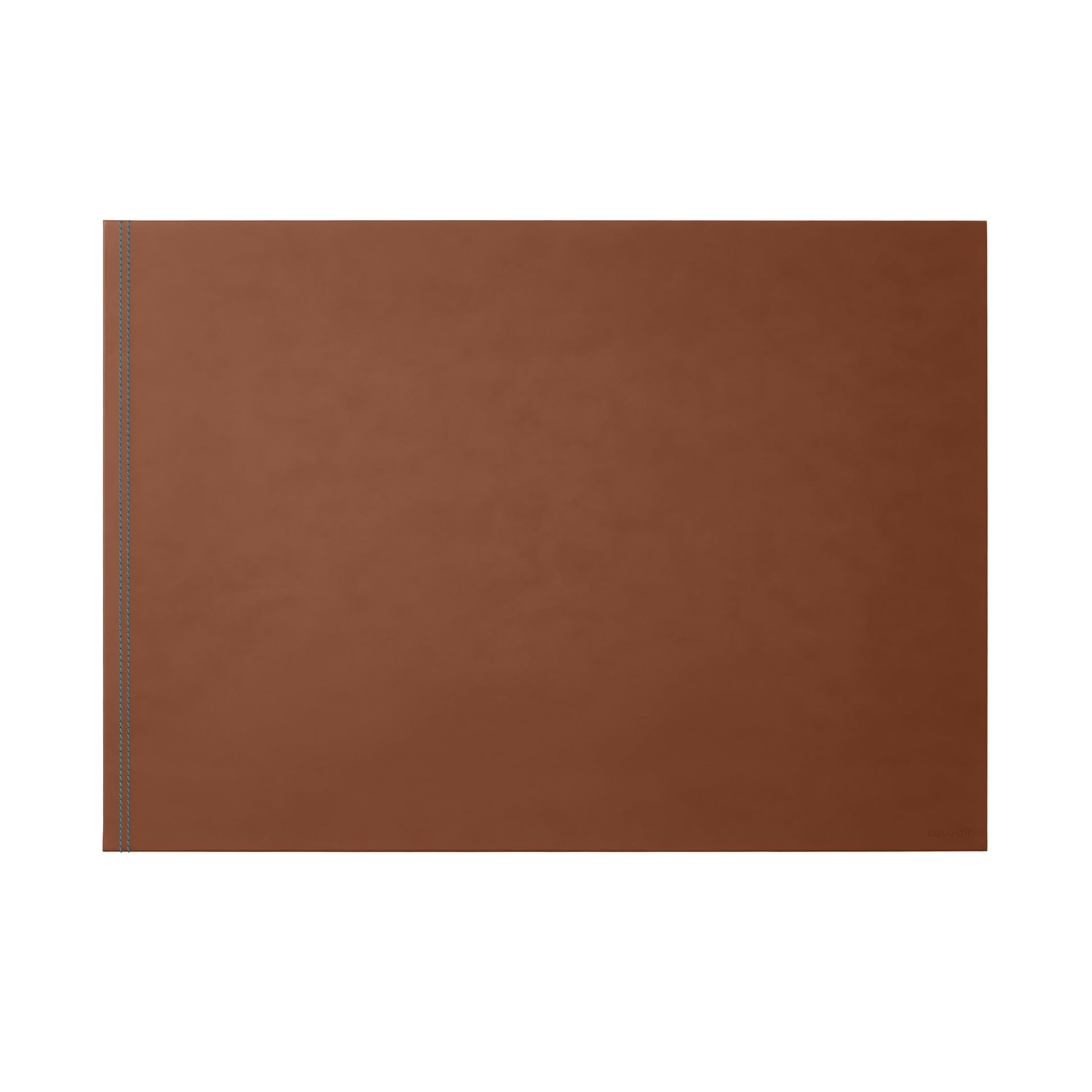 Eglooh - Clio Deluxe - Sottomano Scrivania Ufficio in Cuoio Marrone Naturale cm 70x50 - Resistente Struttura in Acciaio, Eleganti Cuciture Blu in Contrasto e Fondo Antiscivolo - Made in Italy