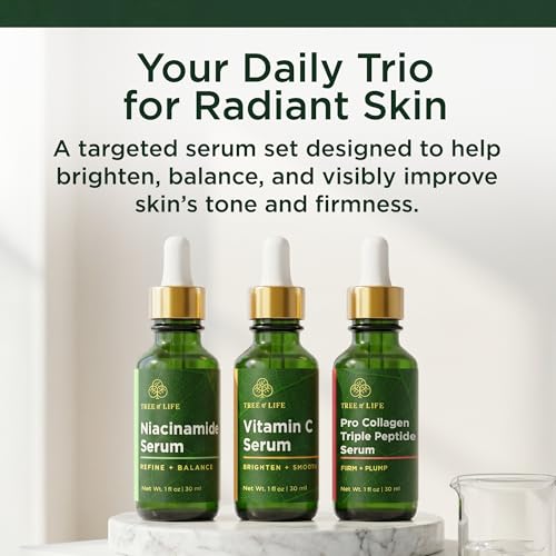 Image of Tree of Life Face Serum Skin Care Set, Vit C, Niacinamide & Peptides Serum