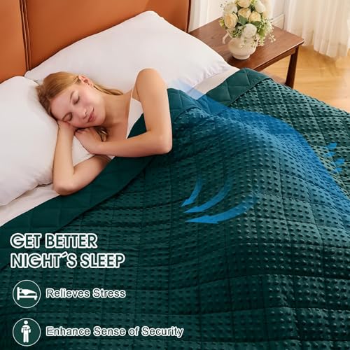 Image of Green Weighted Blanket for Adults 15lbs, 48 inchx72 inch, Twin Full Size Cooling Minky Heavy Throw Blanket for 140-160lbs, Soft Winter Thick Big Blankets Weighted Comforter Gift for Sleeping