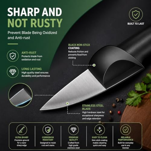 Image of Kitchen Knife Set 3-Piece with Knife Sharpener Tool, Stainless Steel Chef Knives, Sharp Cutting Knives for Kitchen, Vegetable, Fruit & Meat Cutting (6 Knife Set + Knife sharpner)