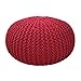 HEDMAI Runder Ottoman-Hocker im nordischen Stil, handgewebter Fußhocker, Sofa, Wohnzimmer, Wohnzimmer, Schlafzimmer, Schuhwechselhocker, Fußstütze, kleine Bank, rot