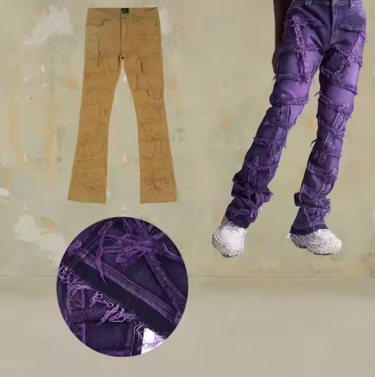 Men's Slim-fit mid-Rise Denim Jeans with Frayed Edges, Casual Hip-hop Style Men's Jeans3