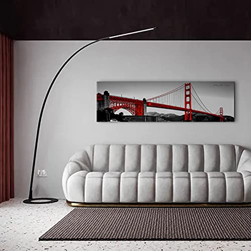 Golden Gate Bridge Wall Art For Living Room Red Wall Decor Black And White Bedroom Artwork Usa Cityscape San Francisco Canvas Pictures City Poster Office Painting Modern Home Decorations 14X48" Piece #TOP6