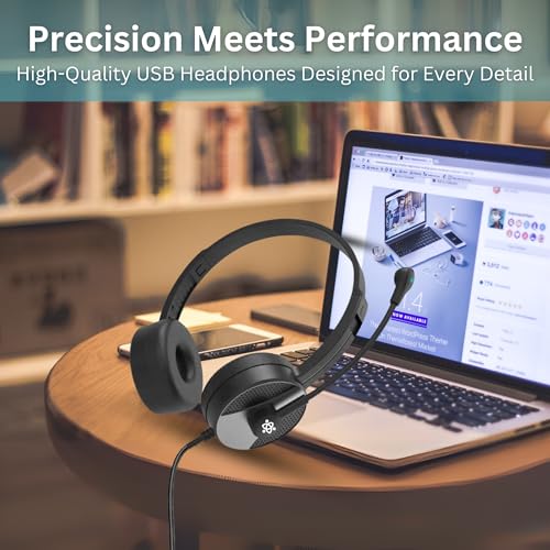 Metaind Wired USB Headphone with Noise Cancelling Mic | Perfect for Skype, Zoom Calls & Call Center Headset for PC & Laptop | Model: Meta_MT50 (Black) - Image 5