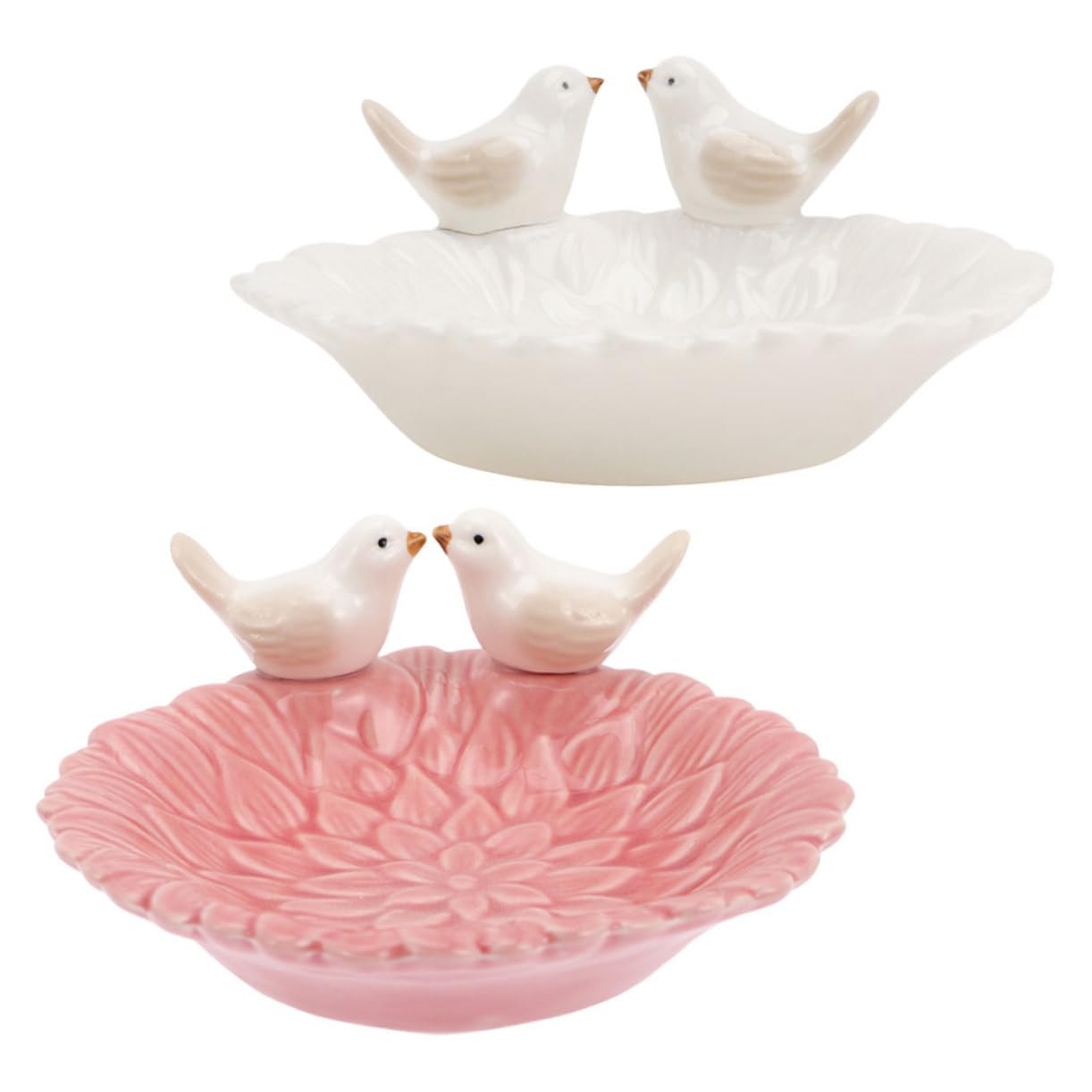 2 Stück Keramik Schmuckschale mit Vogelmotiv für Armbänder und Ketten