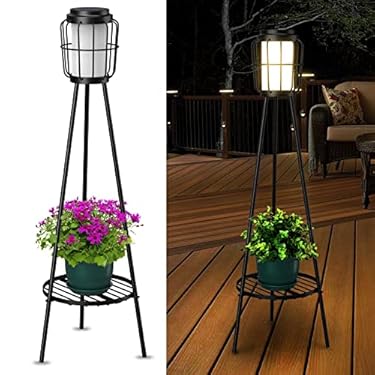 AMAZON - 2 Pack Solar Lights Outdoor with Plant Stands, Solar Floor Lamp, Solar Powered Street Lights Metal Tripod Deck Lights for Garden Yard Pathway Driveway Porch