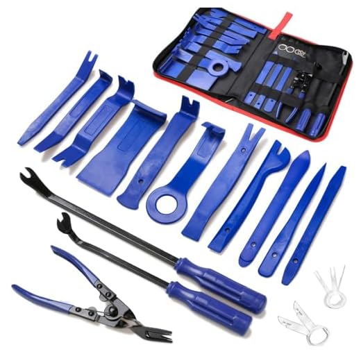 Poraxy 19Pcs Trim Removal Tool, Car Panel Dashboard Door Audio Trim Removal Tool Kit, Auto Clip Pliers Fastener Remover Set, Plastic Pry Tool, Automotive Upholstery Removal Kit
