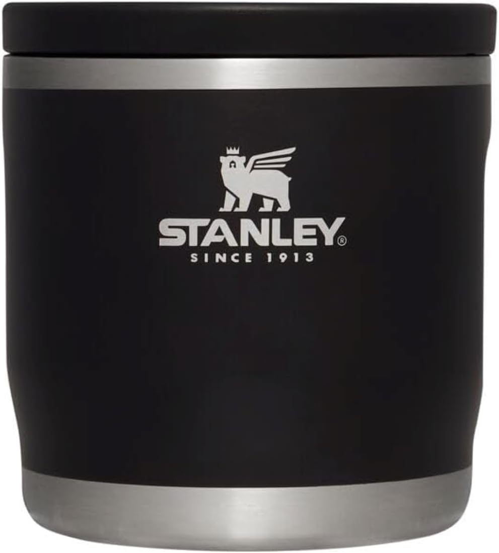 STANLEYAdventure to-Go Food Jar 12 Ounces | Vacuum Insulated Thermos Food Container | Wide Mouth Screw On Lid | Packable for Travel | Stainless Steel with Leakproof Lid | BPA-Free | Black Glow