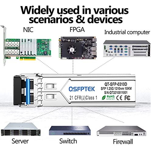 Image of Gigabit SFP Module, 1.25G Transceiver, Mini-GBIC Single Mode 1000Base-LX /LH LC 1310nm, 20km for Arista Networks SFP-1G-LX-20