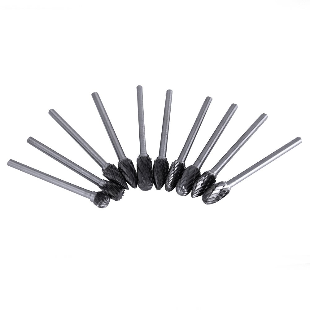 10 Pcs/Set Tungsten Steel Carbide Burrs End Mill for Rotary Drill Bit Rotary Tool Bits Rotary Tool Bits