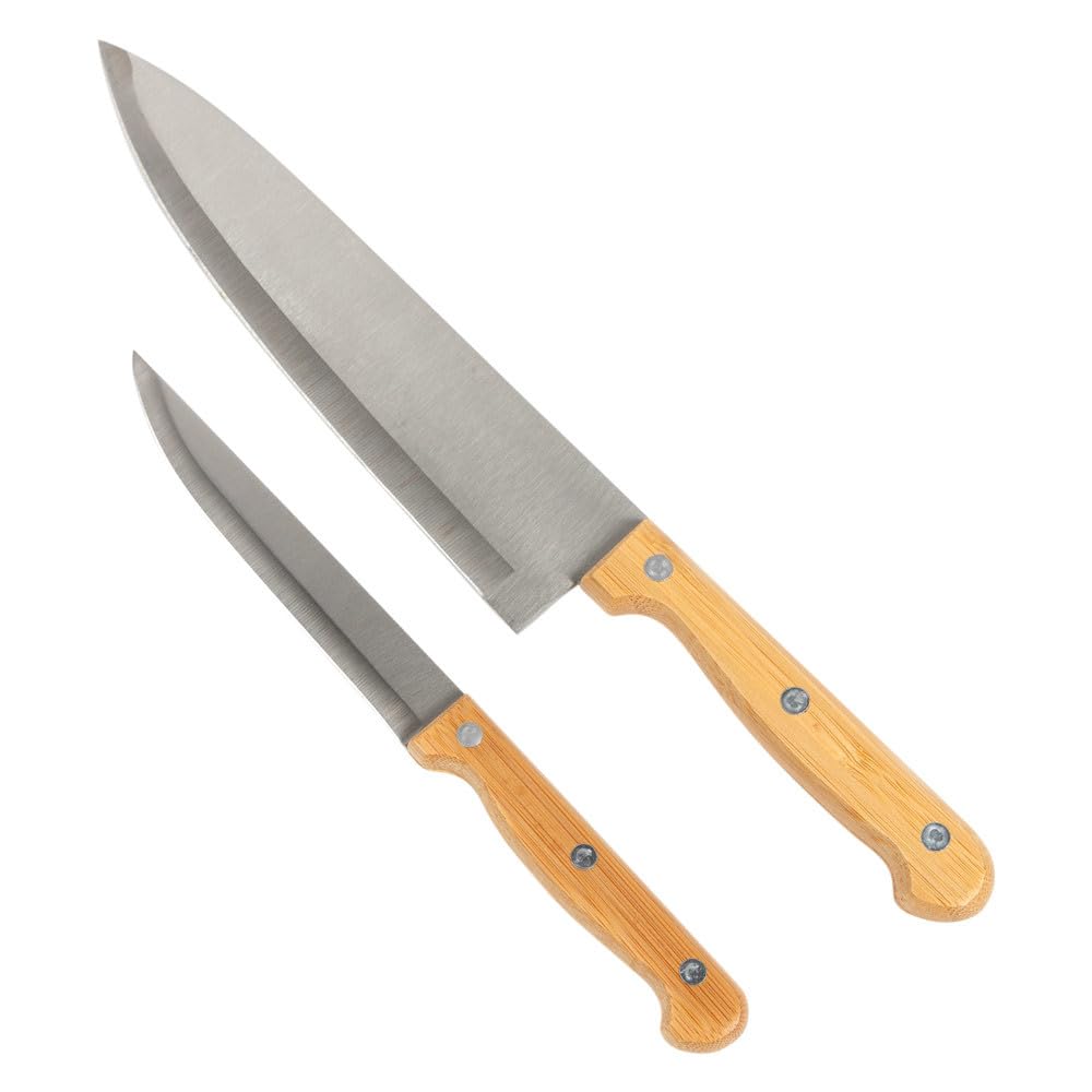 Ocadeau 2 cuchillos de cocinero con caja de madera personalizada - Grabación de texto en caja de cuchillos de cocina - Caja de cuchillos de cocina personalizada