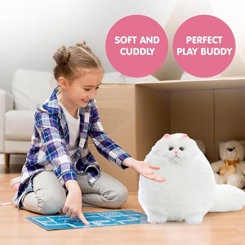Image of SARO Fluffy Persian Cat Plush - Ultra-Soft Stuffed Animal for Kids & Adults - Cuddly White Cat Pillow Toy - Adorable Round Kitty Plush for Gifting, Home Decor, and Snuggling - 27cm | (Persian CAT)