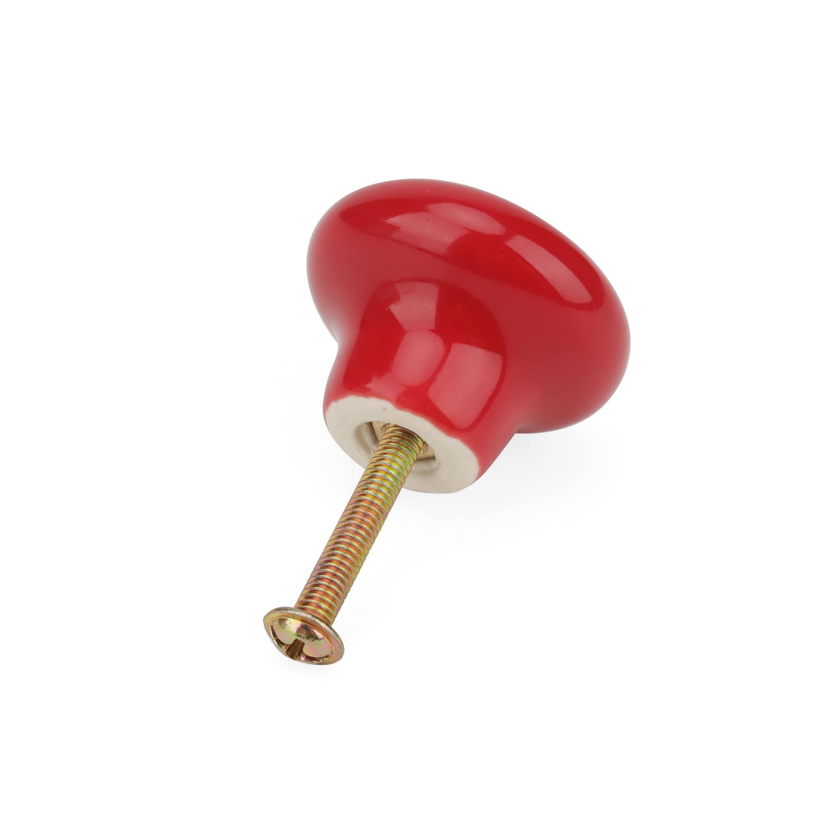 JAPCHET 20 PCS Red Ceramic Drawer Knobs, 32mm Ceramic Cabinet Knobs with 20 Screws for Cupboard Drawer - Image 3