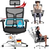 MELOKEA Bürostuhl 200kg, 3-Stufen-Verriegelung, Upgrade der Stärke, Bürostuhl Ergonomisch XXL, Breiter und Großer, für Körpergröße 160-202 cm, 3D Breit Armlehnen, Schreibtischstuhl Office Chair