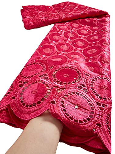 Dentelle africaine en voile suisse : coupon de 2,4m en pur coton style Dubaï pour styliste