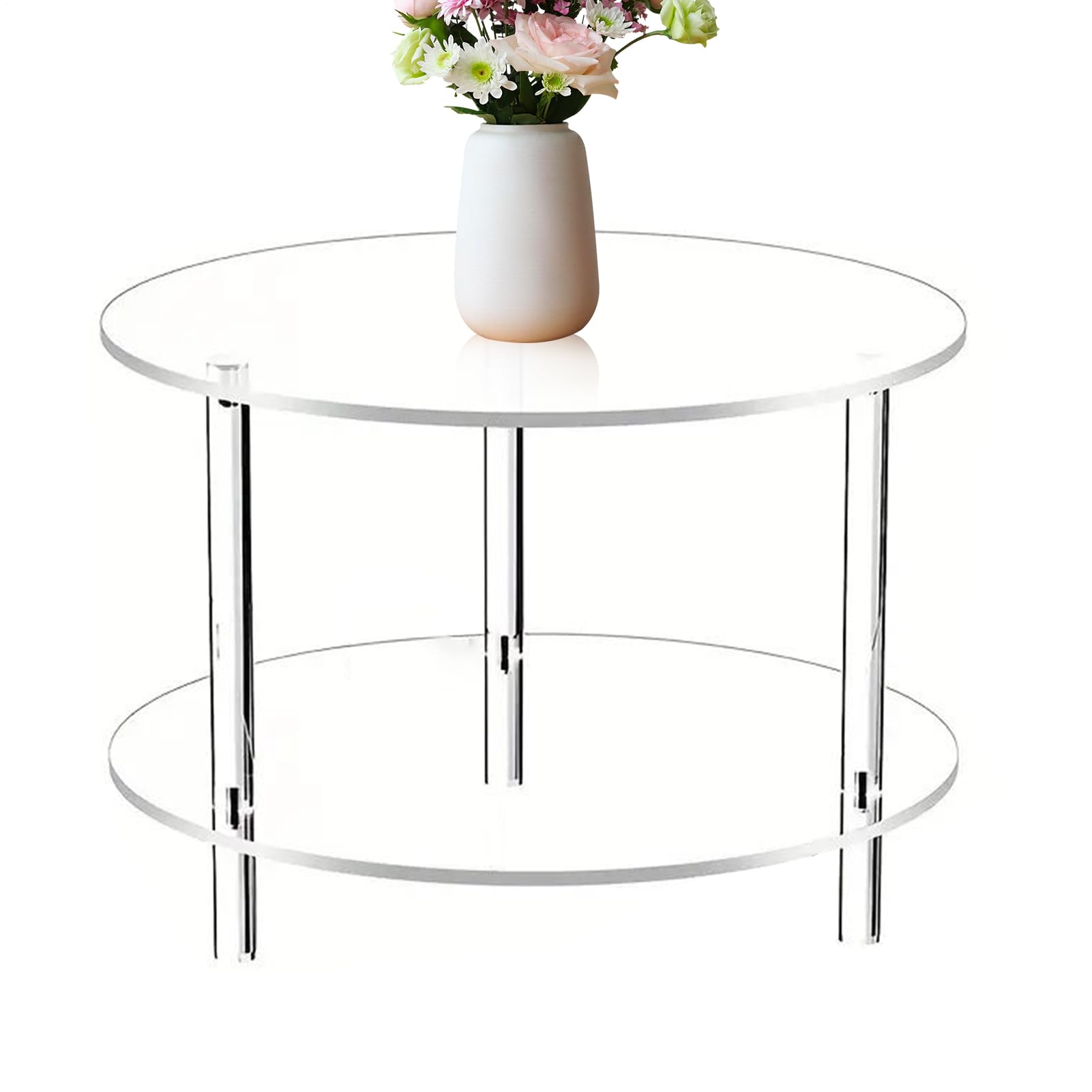 Caffè moderno in vetro temperato – Set di tavolini da soggiorno | Mobili moderni in acrilico per soggiorno, camera da letto, studio, salone, appartamento, interni, scrivania accessori | Mobile Trasparente 40x40x42 Cm Per Camera Piccoli Spazi Soggiorno Stu