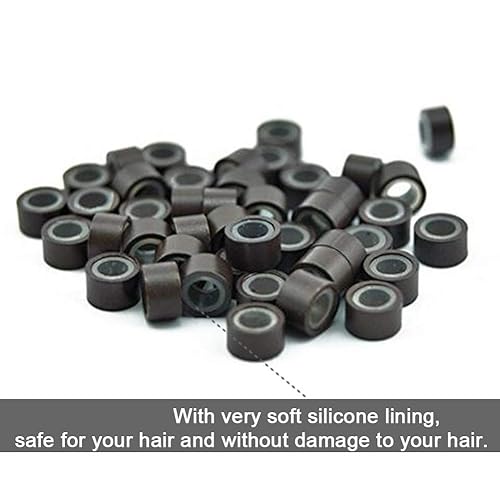 Miniatura 3 de 2500 piezas de extensiones de cabello con microanillos y cuentas, cuentas forradas de silicona de 0.197 in para extensiones de cabello humano,