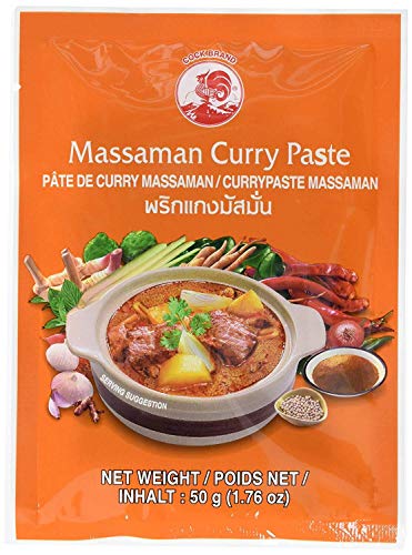 Cock Brand - 5 verschiedene Curry Pasten je 50g (Rote, Gelbe, Grüne, Panang, Matsaman)