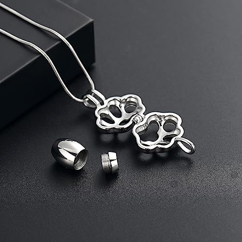 QGJNSGC Pet Cremation Jewelry for Ashes for Dog Cat Paw Print Memorial Locket Urn Necklace with Mini Case Keepsake Cremation Jewelry for Women/Men - Image 4