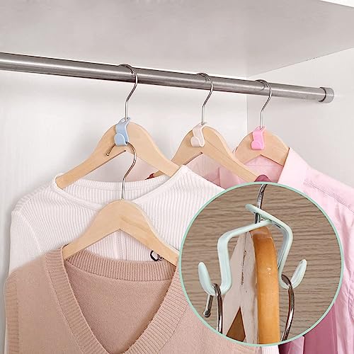 BOZILY 50 Stück Kleiderbügel Platzsparend mit Verbindungshaken, Haken, Clip Drop Verbindungsgriff für Kleiderschrank (4 Farbe)