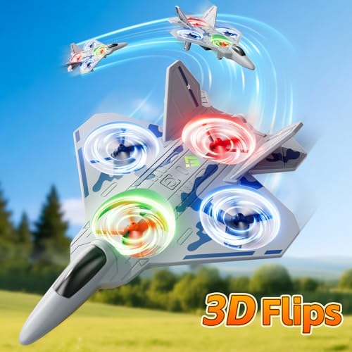 Image of Remote Control Airplane Drone for Kids Ages 4-6-8-10-12, RC Plane Jet Drone with One Key Take Off-Landing, Headless Mode, 360 Flip for Kids Boys Beginners, Outdoor Flying Toys Birthday Gifts for Boys