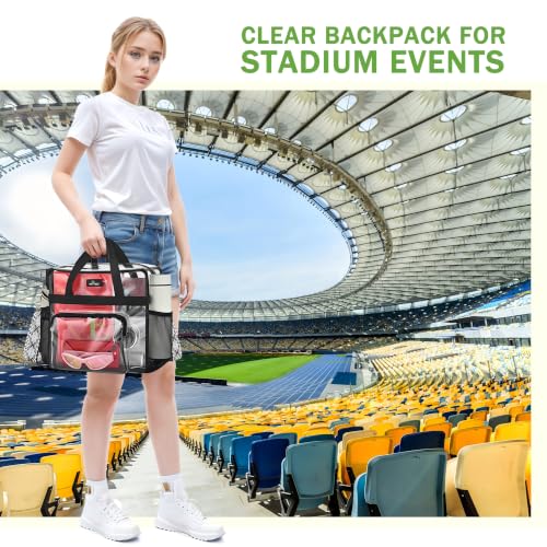 Image of MAY TREE Clear Bag Stadium Approved, Cold-Resistant, Lightweight and Waterproof, Transparent Tote Bag and Gym Clear Bag, See Through Tote Bag for Work, Sports Games and Concerts-12 x12 x6