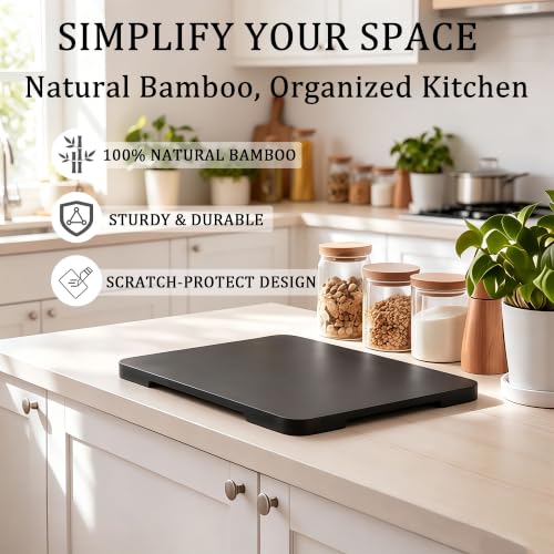 360° Rolling Bamboo Appliance Slider Tray Countertop Rotation Sliding Tray with Wheels 15.7 * 11.8 Inch Durable Slider Mat Easy Pull Out from Under Cabinet for Coffee Makers & Small Appliances by Syncosphere - Used condition - Image 4