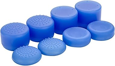 eXtremeRate® Blue Sweat Free Anti-slip Pack of 8 Silicone Rubber Precision Platform Raised Analog Sticks Thumb Grips for PlayStation 4 PS4 Slim Pro Controller Thumbsticks