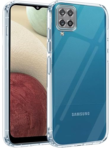 Image of Jkobi Back Cover for Samsung Galaxy A12 (Silicone Clear Shockproof Case with Camera Protection and Dust Plugs | Transparent)