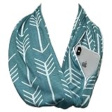 Shop Pop Fashion - Arrow Pattern Infinity Scarf with Hidden Zipper Pocket to store Phone, Keys, and