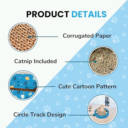 Image of Foodie Puppies Cat Scratching Pad for Cats and Kittens - (Circle Track Scratcher - Small 35.5 x 35.5 x 6.5 cm) | Corrugated Scratcher Cardboard for Cats, Kit for Furniture Protection, Durable Design