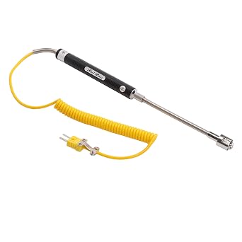 K Type Thermocouple Temperature Sensor Industrial Grade -50C to 500C Heat Resistant Steel Insulated Handle Straight Shank for Gas and Liquid Detection Industrial Temperature Measurement Tool