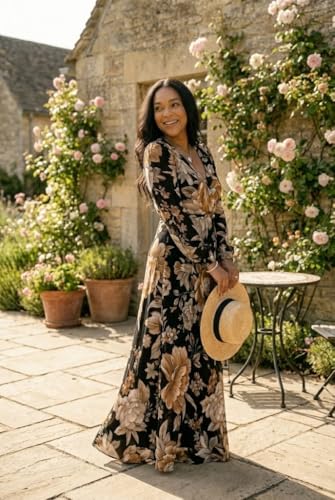 Image of Maxi Dress for Women with Sleeves, Empire Waist Dress