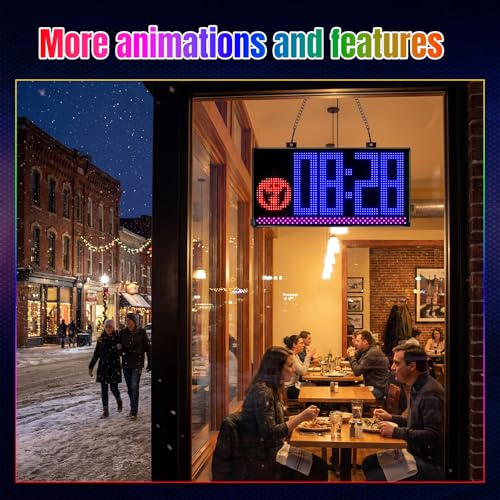 Image of Large Programmable LED Open Sign, Bluetooth APP, for Business Retail Shop Window Display (20 inch x 12 inch /P8 Res.)