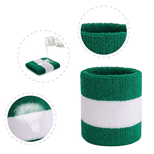 ONUPGO Headband Sports Sweatbands Wristbands Terry Cloth Striped Head Band/Wrist Band Set Athletic Exercise Basketball Headbands Moisture Wicking Sweat Absorbing Sweat Band - Image 4