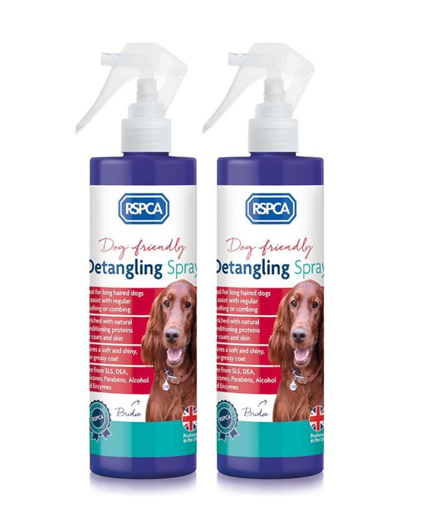 RSPCA 2 x 250ml Detangling Spray for dogs - Enriched with natural conditioning proteins for coats and skin