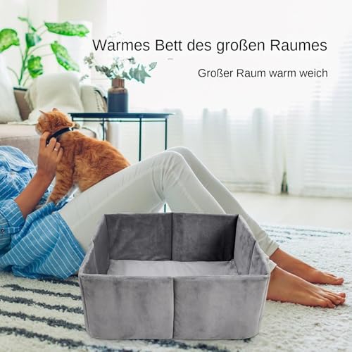 Katzenhöhlen & Häuser, Außenkatze Höhle warme Hundehöhle, Abnehmbarer Hundzwinger mit waschbarem Kissen, 48x37x19cm, beruhigender Schlafheim, leicht zu reinigen, ideal für kleine Tiere, Winterwärme