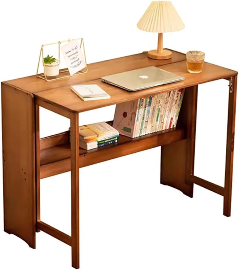 RIVINE Foldable Side Desk Small Space Desk Wood Desk with