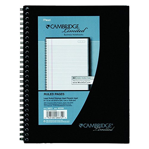 6 Pack Of Mead Cambridge Wirebound Business Notebook, Legal Rule, 6 5/8 X 9 1/2 Inches, White, 80 Sheets Per Pad (06672) #TOP1