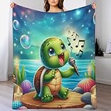 Süße Schildkröte Decke Vier Jahreszeiten Wohndecke Couchdecke Weiche Fleecedecke Flannel Sofaüberwurf Tagesdecke Für Bett/Sofa 130×150cm