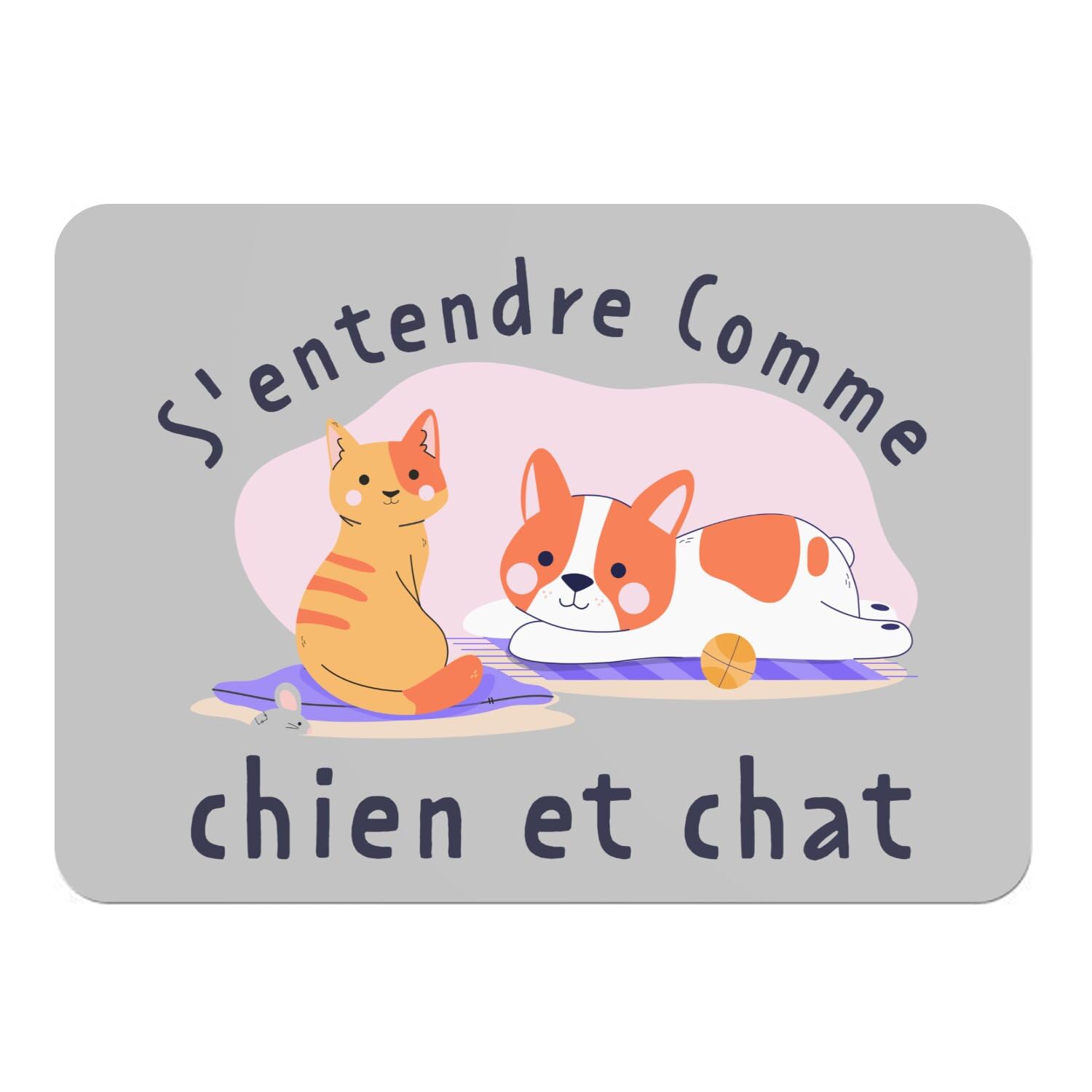 Lot de 4 sets de table souples en liège napperons gris grand format expressions d'animaux